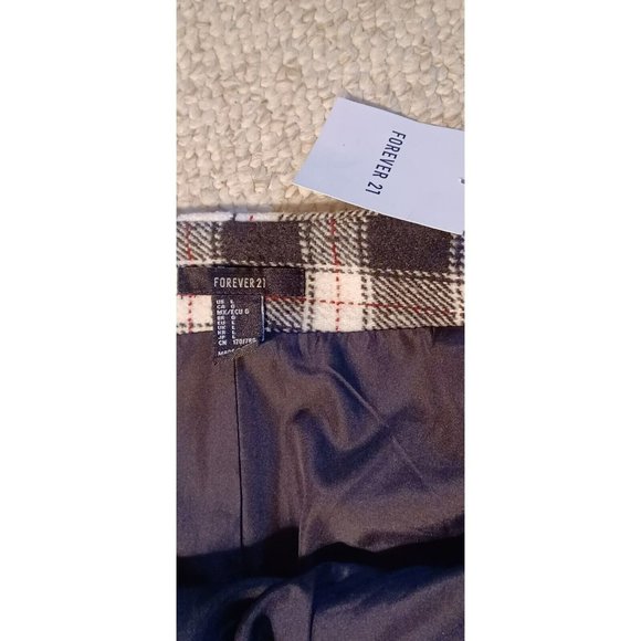 Forever 21 Plaid Mini Skirt Side Zip Fully Lined Wmn's Size L Work Teen School - Picture 3 of 3
